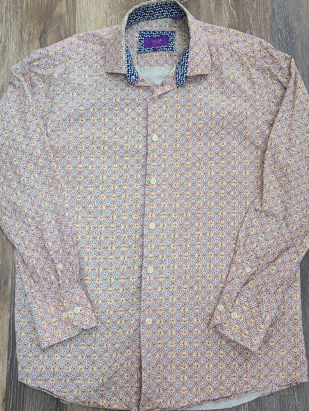 TALLIA Retro Style Button Down Mens MED
